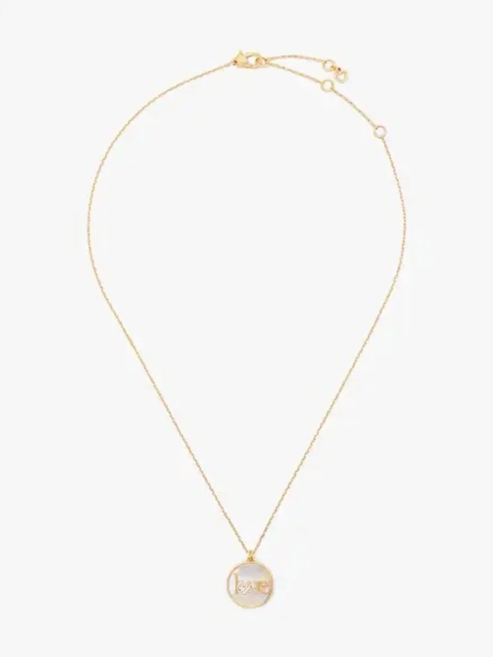 Kate Spade ♠️ Gold plated  'Love' Pendant Necklace with Mother-of-Pearl Inlay